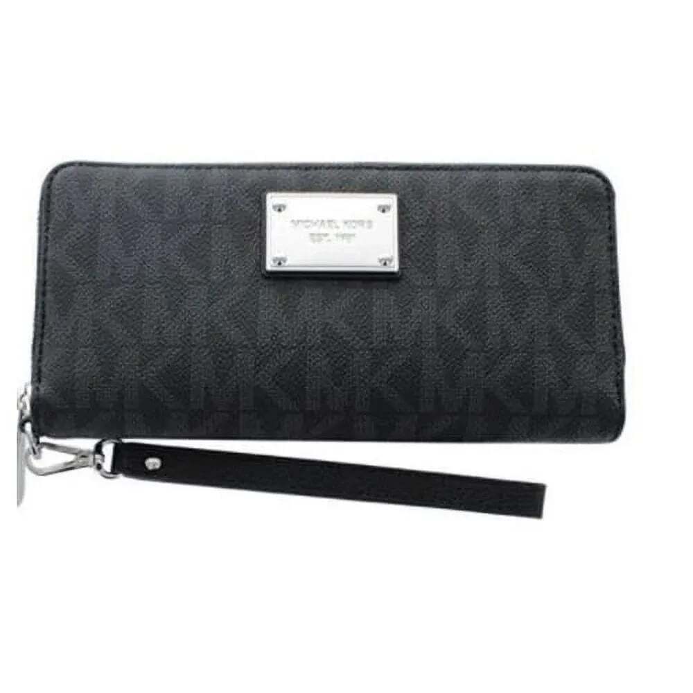Michael Kors Women's Jet Set Travel Logo Continental Leather Wallet Baguette - B